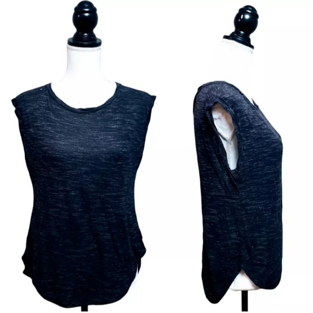 ARITZIA / WILFRED Open Back Top, Dark Gray Solid Heathered Sleeveless Boho, XXS